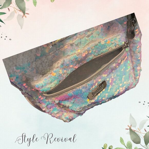 Justice “B” Initial Flip Sequin Pom Pom Adjustable Mini Backpack Bag - NWOT - Picture 9 of 11